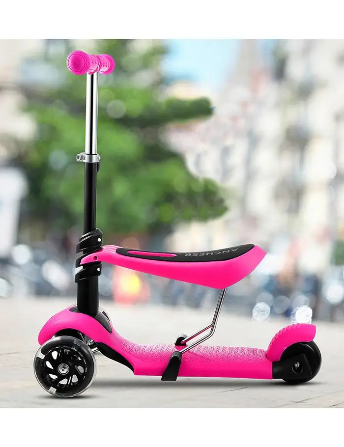 

ANCHEER 3 in 1 child scooter toy tricycle scooter with adjust handle bar PU light up wheel 5 colors available trottinette enfant