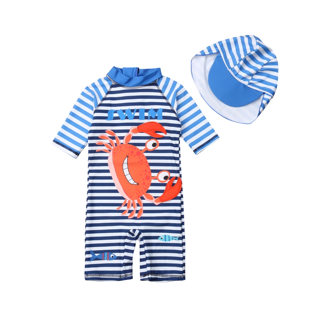 

2019 Summer Toddler Kid Baby Girl Stripe Beachwear Cute Romper Jumpsuit Swimwear Cap Outfit Bathing Clothes