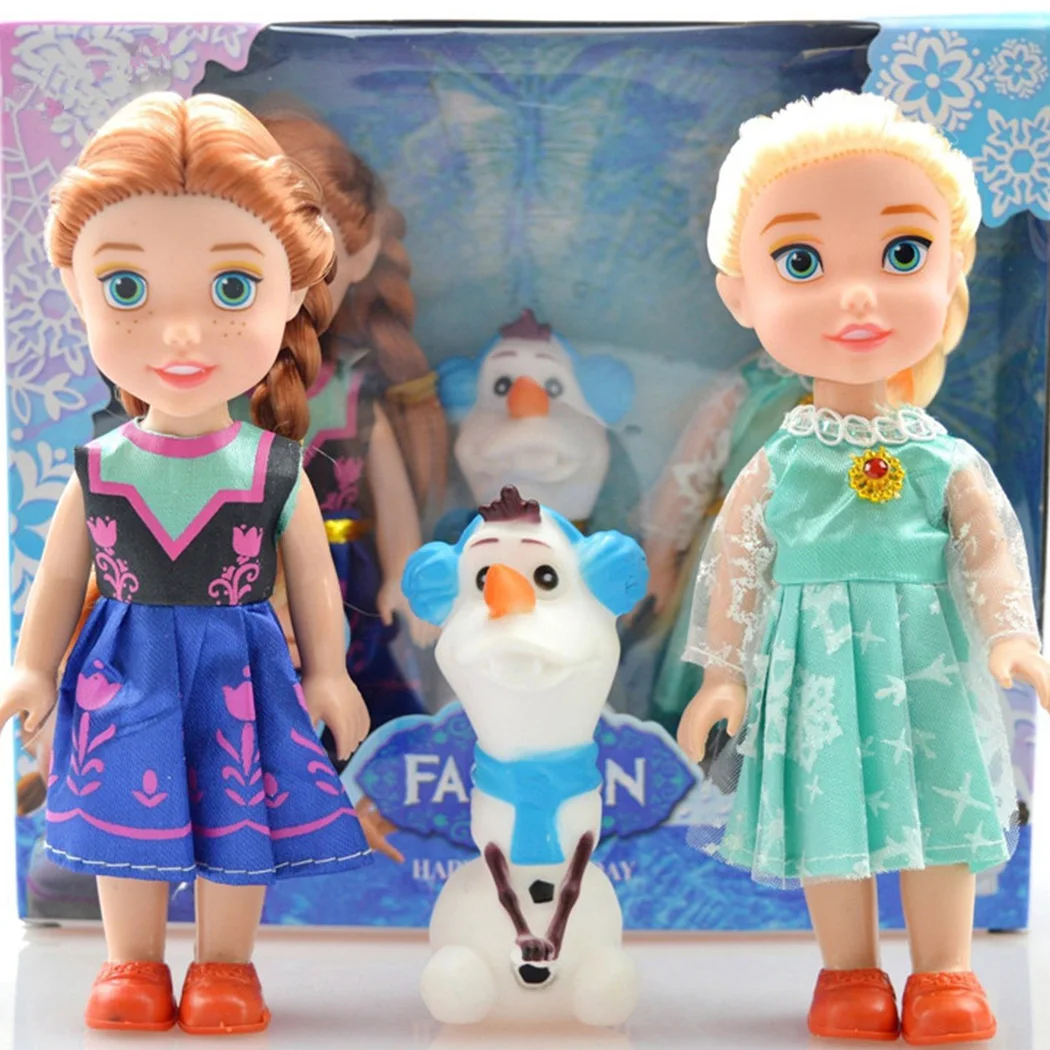 3 Pcs/Lot Frozen Princess Elsa Anna Olaf Dolls Action Figures Toy Doll Set Birthday Gift Box Doll Girl House Snow Treasure 3 Pcs/Lot Frozen Princess Elsa Anna Olaf Dolls Action Figures Toy Doll Set Birthday Gift Box Doll Girl House Snow Treasure