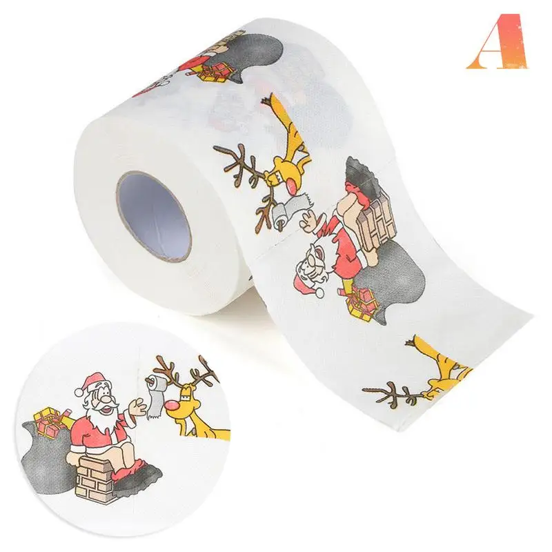 1 рулон санта клаус/олень рождественские товары печатная туалетная бумага домашняя ванна гостиная туалетный рулон бумажных салфеток рождественский декор