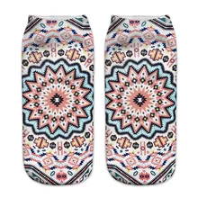 Уникальный дизайн, женские носки, Летние Носки с рисунком мандалы, цветов, 3D Носки с рисунком, короткие носки, модные удобные хлопковые носки