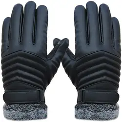 Новый Сенсорный экран из искусственной кожи Для мужчин перчатки зимние теплые перчатки для вождения Велоспорт