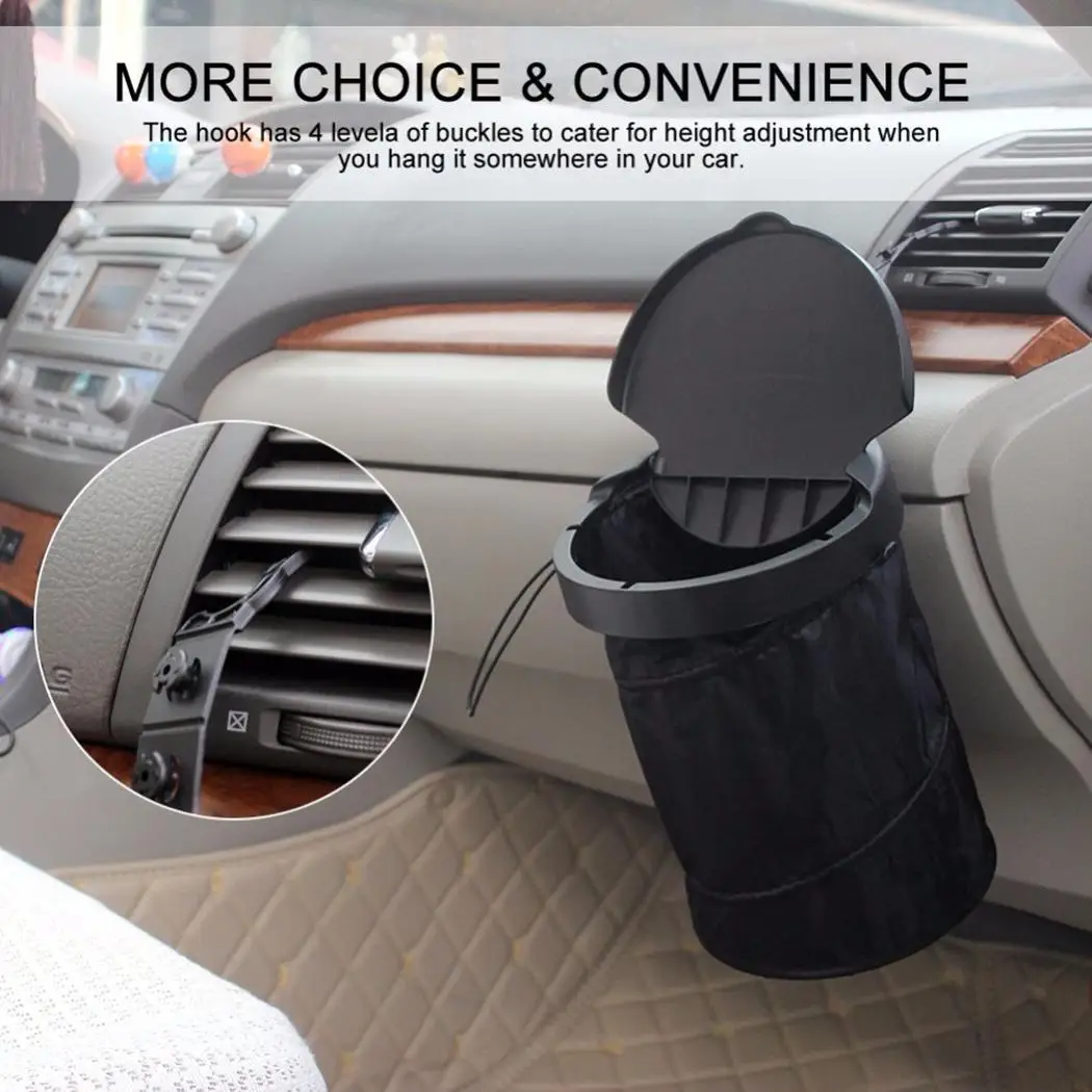 

Sailnovo Car Trash Bin Cans Auto Trash Can Car Folding Dust Holder Rubbish Case Garbage Car Organizer Storage Box with Hoop Loop