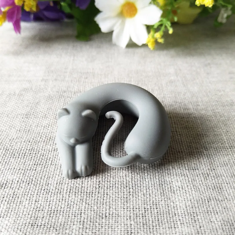 6 Pcs Charms Gifts Cat Wine Glass Animal Shape Label Marker Sticker Party Silicone Cup Party Holiday DIY Decoration