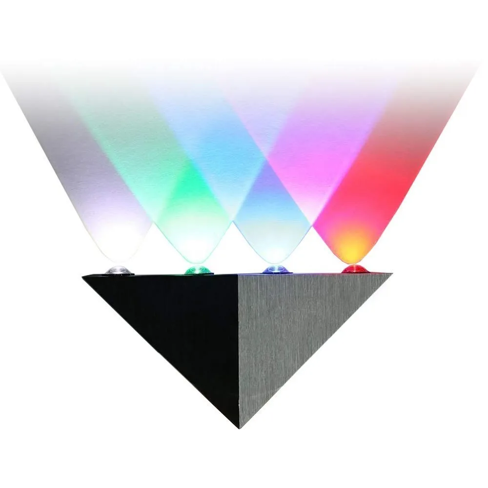 

Indoor 5W Colour LED Lighting Lamp Triangle Aluminum Wall Sconce White/Green/Blue/Red/Warm White AC90-260V Modern LED Wall Lamp