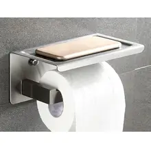 Держатель для туалетной бумаги для ванной комнаты с полкой настенный держатель для рулона бумаги матовый черный держатель из нержавеющей стали с защитой от ржавчины