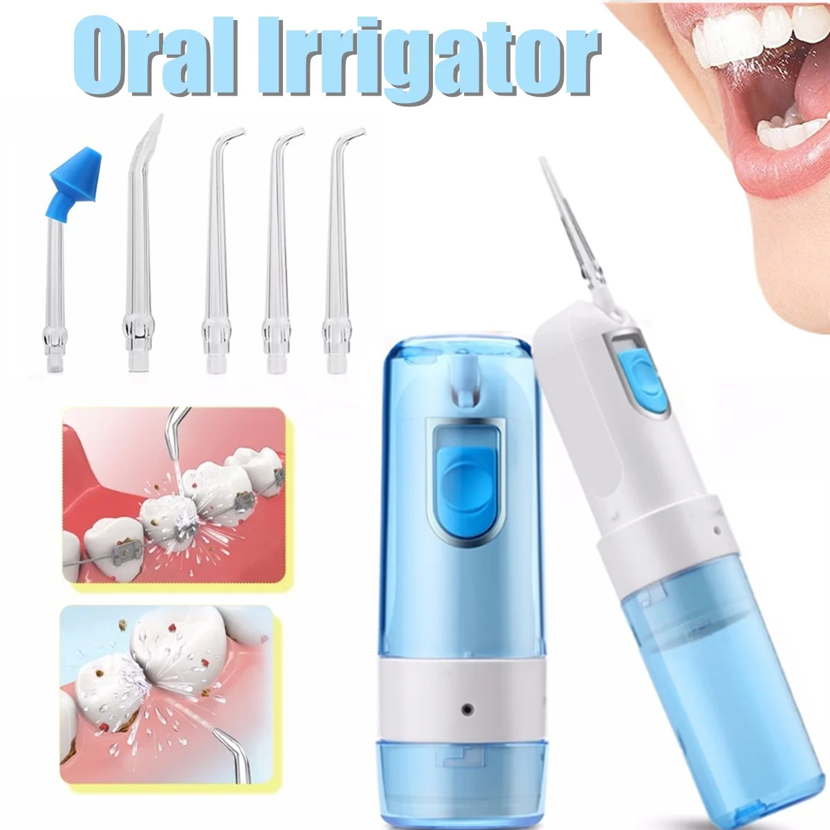 

Rechargeable Dental Oral Irrigator Flosser Teeth Cleaner Air Power Water Jet Oral Hygiene Device 150ml Personal Care Appliance