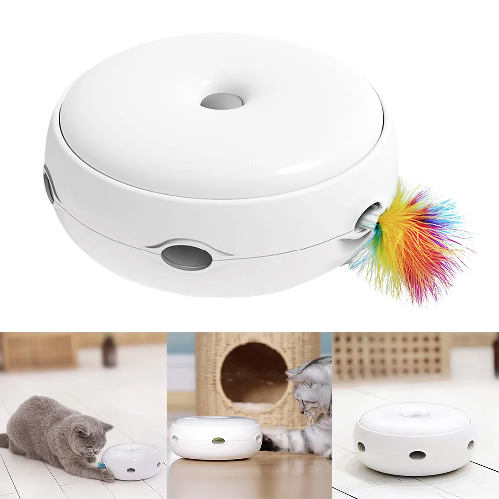 

Electric Cat Toy Donut Automatic Turntable Interactive Cat Toy Smart Teasing Cat Stick Crazy Game Spinning Turntable
