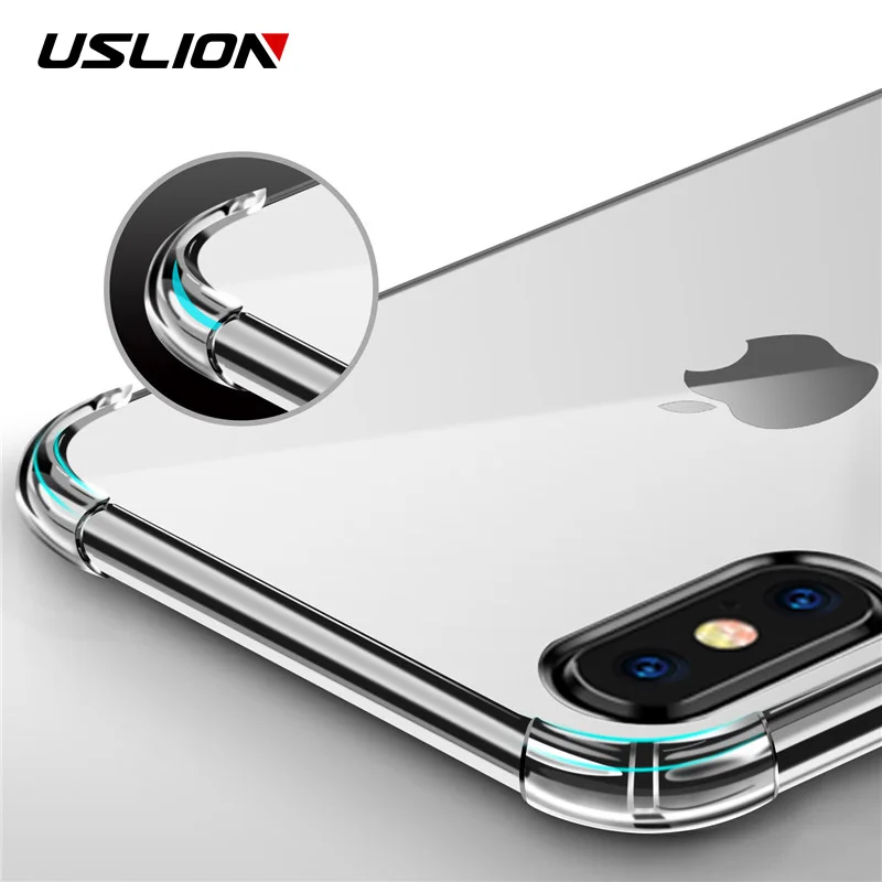 USLION Airbag Phone Case For iPhone XS MAX XR 6 6S Plus 5 5s SE Clear Shockproof X 7 8 Transparent PC Cases |