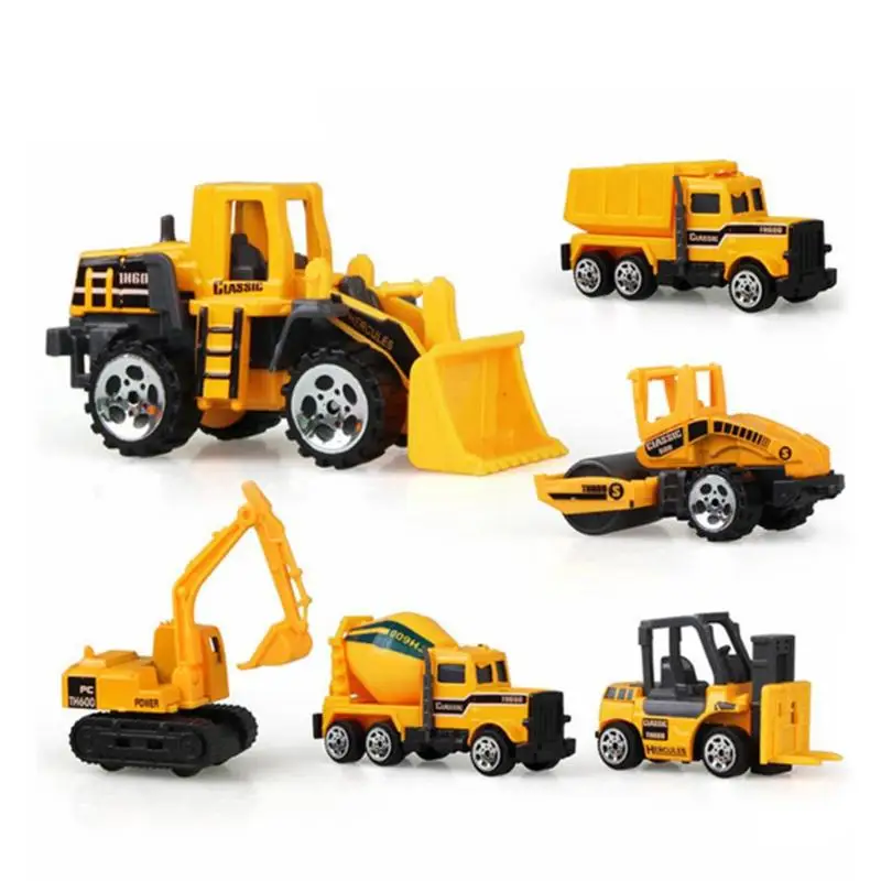 

6pcs/Set Alloy Vehicle Engineering Car Model Excavator Truck Toy Collection Brinquedos Tractor Toy Dump Classic Toy Kids Gifts