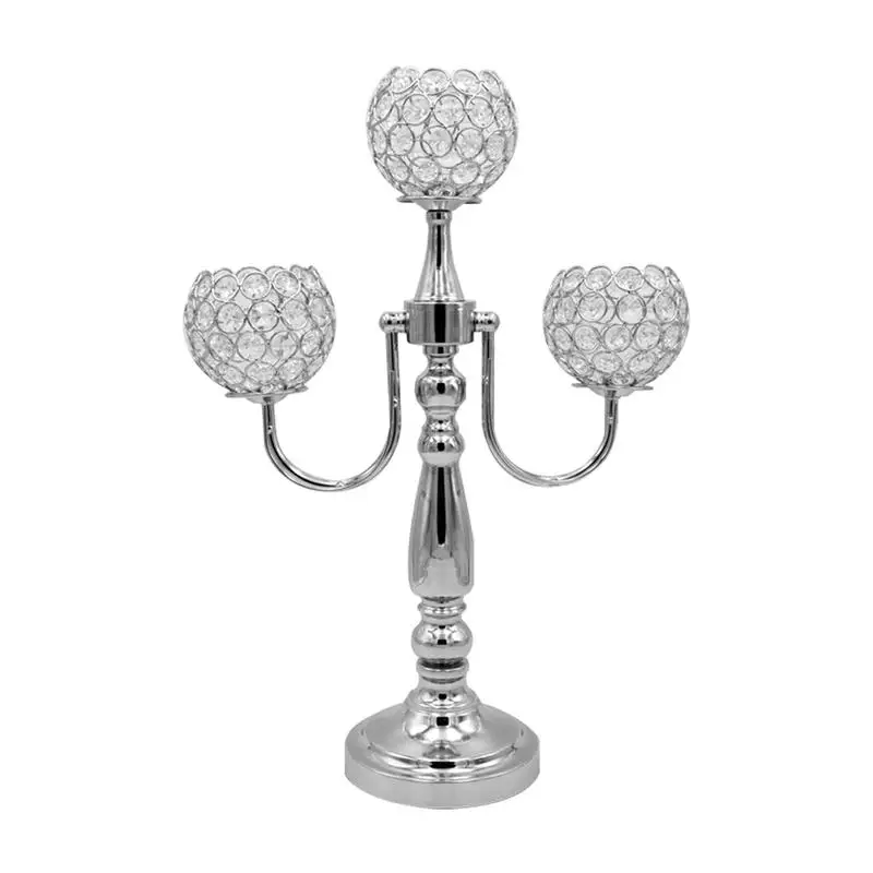 

Crystal Ball Candlestick Metal Crafts Wire Wedding Props Chrome-plated Hardware Accessories Decoration