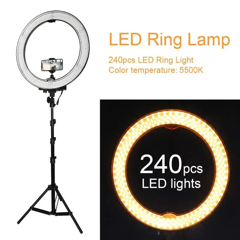 

55W 240pcs LED Ring Light 5500K Dimmable Camera Photo Video Lamp w/ Tripod Photography Selfie Ring Lighting High Quality Light