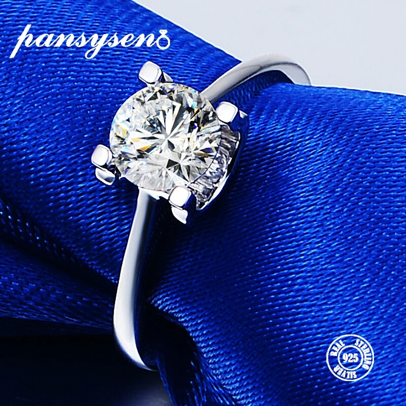 

PANSYSEN Couple Rings For Lover's 100% Genunie 925 Sterling Silver diamond Ring Wedding Engagement Fine Jewelry Gifts Wholesale