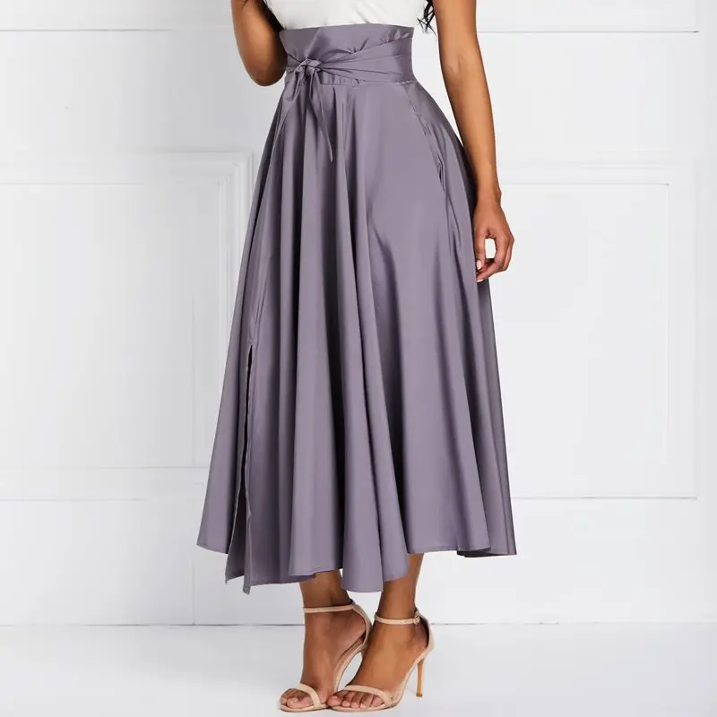 Винтажная плиссированная юбка для женщин, простая модная уличная Весенняя шикарная Ретро Повседневная элегантная женская юбка макси с высокой талией