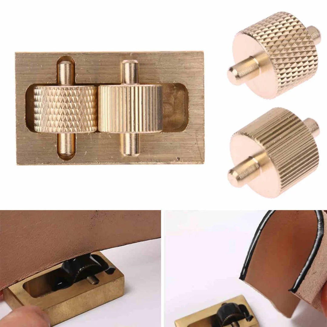 

JX-LCLYL Leather Processing Making Tool Edge Oil Box +2 Rollers Brass DIY Hand Sewing Set