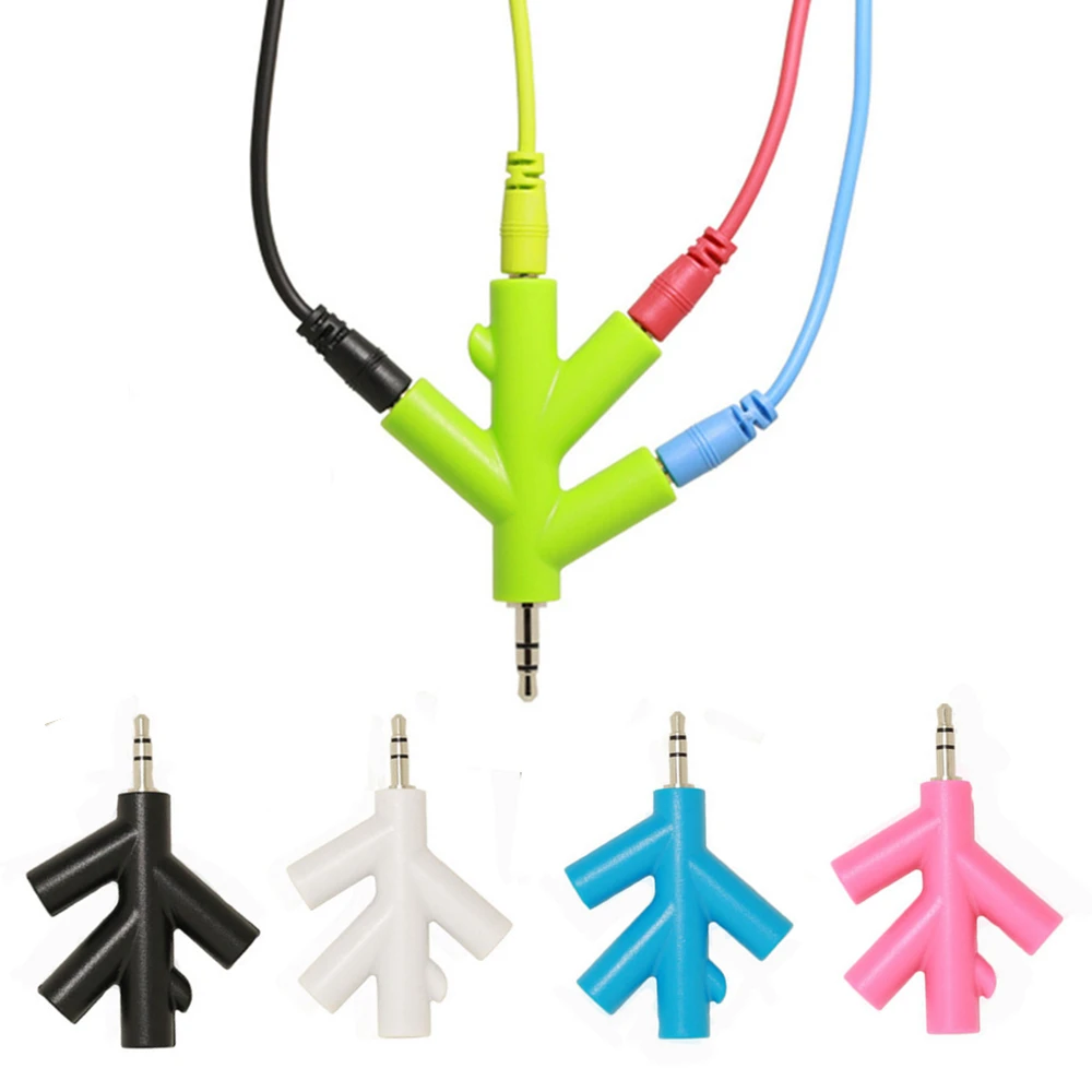 

4 in 1 Way 3.5 HUB Jack AUX Audio Spliter Male to Multi Female 3.5mm Earphones Headphones Extension Cable Music Share Adapter