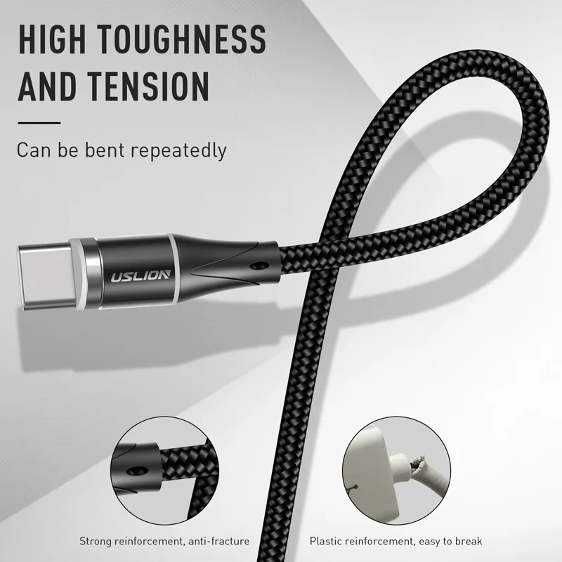 USLION QC3.0 Быстрая зарядка Магнитный кабель Micro USB для iPhone Samsung магнитное зарядное
