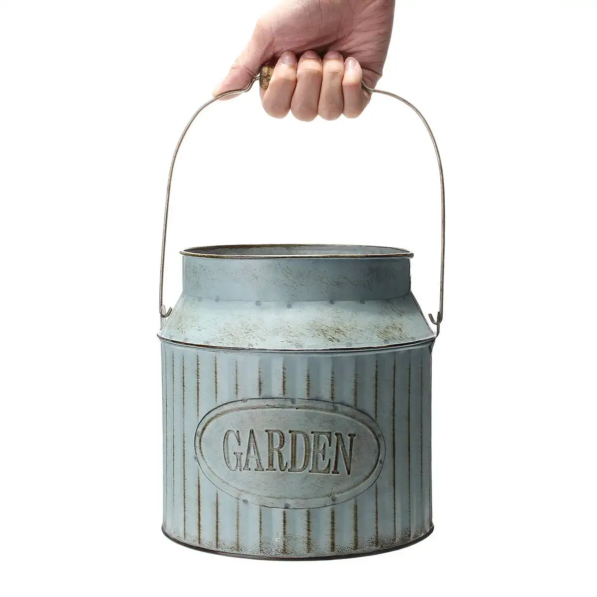 

Vintage Rural Style Iron Handle Flower Garden Shabby Vase Pot Succulent Plants Bucket Planter Decor Flower Pot Table Decoration