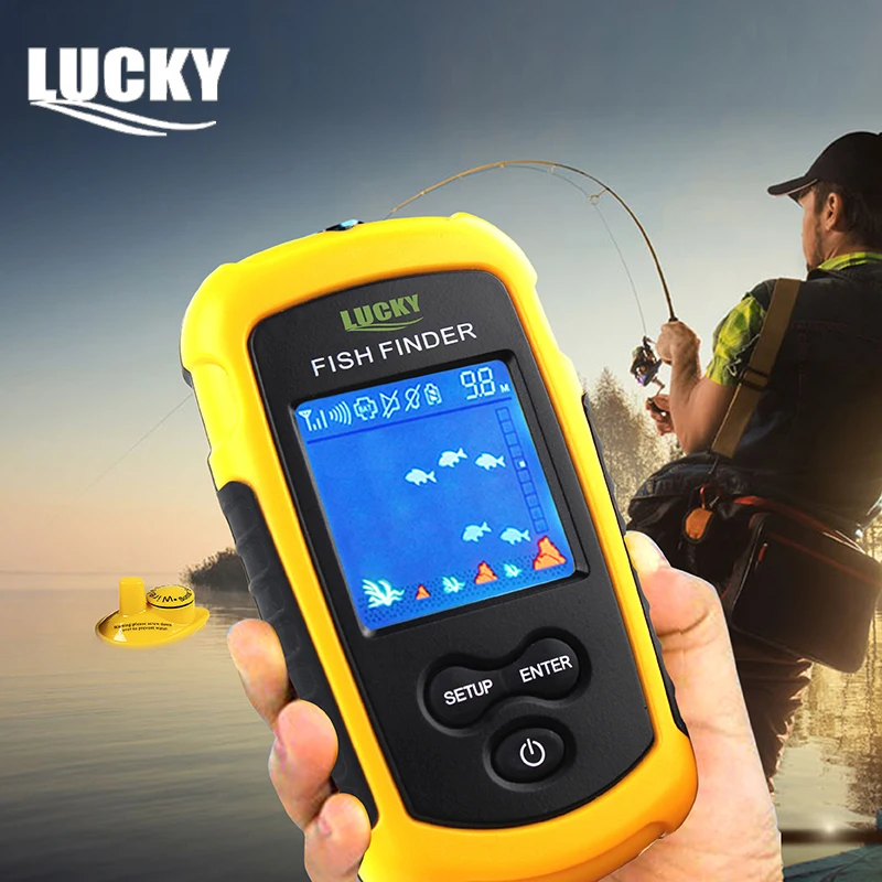 

Lucky FFW1108-1 Portable Wireless WiFi Fish Finder 40m Depth Sonar Sounder Alarm Transducer Fishfinder with Colorful Display