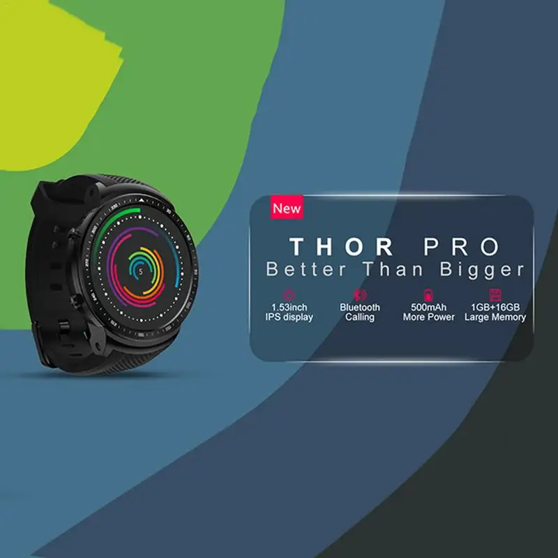 New Zeblaze Thor PRO 3G GPS Smartwatch 1.53inch Android 5.1 MTK6580 1.0GHz 1GB+16GB Smart Watch BT 4.0 Wearable Devices