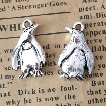 

120pcs Exquisite penguin charms 12*20mm pendants Antique silver bag Handmade earring bracelet necklace anklet Component DIY