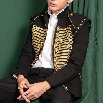 

Personality Stage Suit Men Party Suit Gold Thread Blazer Slim Fit Jacket Singer Coat Performers Coat Casual Drama Costume Blazer