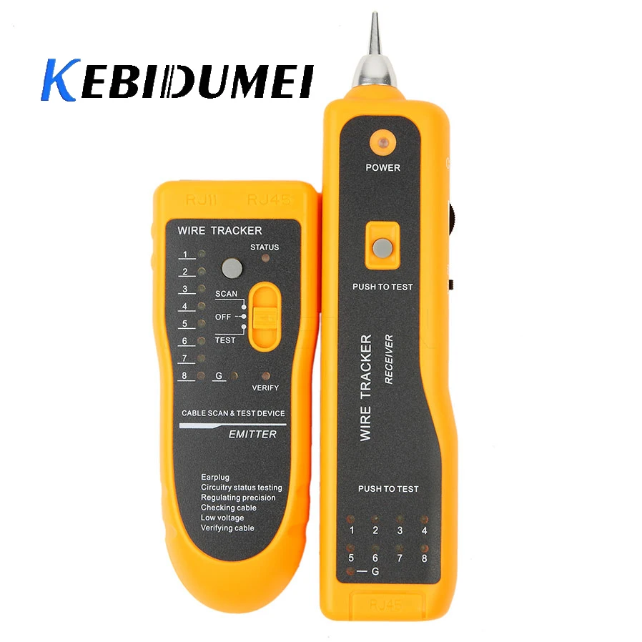 

Kebidumei Network Cable Tester Detector Electrical Line Finding Testing RJ11 RJ45 Cat5 Cat6 Telephone Wire Tracker Multifunction