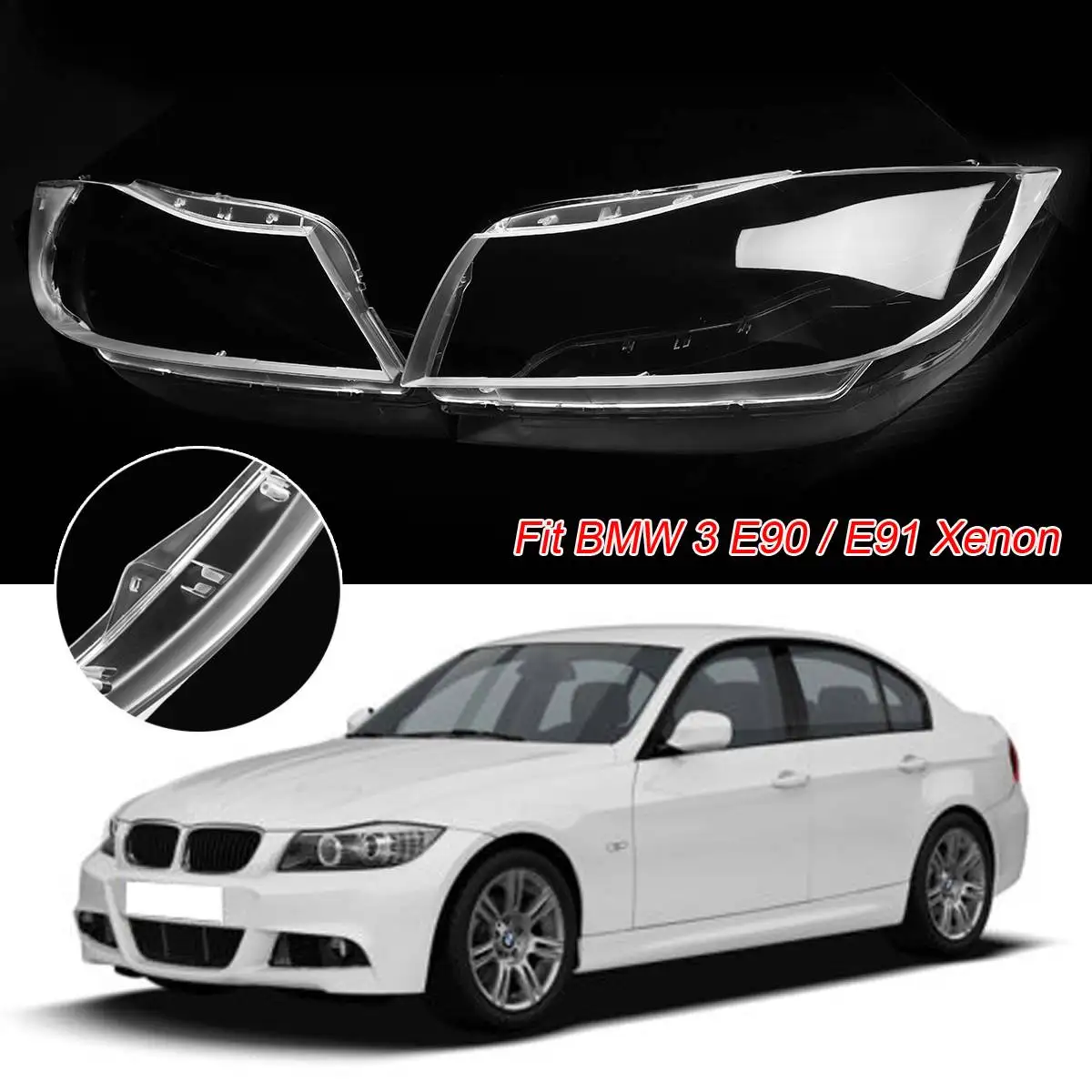 

Headlight Lens Plastic Cover For BMW 3 E90 Sedan / E91 Only For XENON Clear Headlight Headlamp Lens Covers In Shell