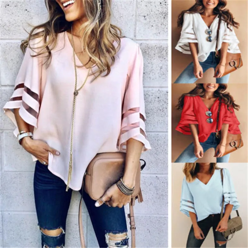 

2019 New Boho Vintage Women Casual Loose Shawl Kimono Cardigan Chiffon Fashion Sexy V-Neck Blouse