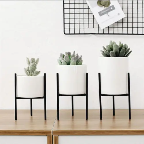 

Fashionable Iron Plant Vase Stand Planter Holder Ceramic Flower Pot Shelf Rack Garden Best Home Decoration NEW