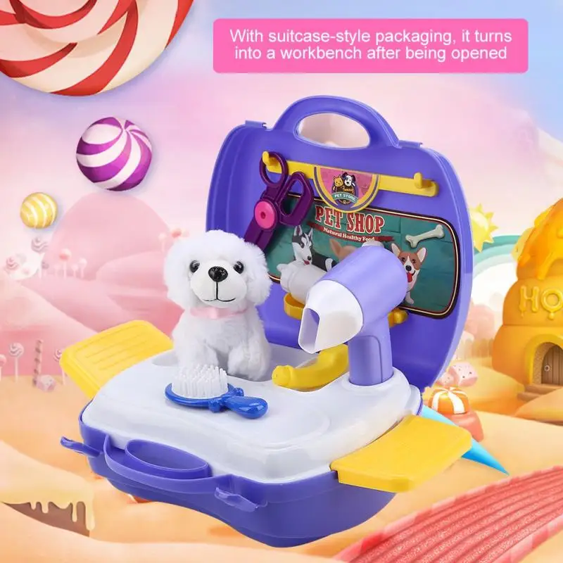 

Kids Portable Pretend Play Kit Set Box Tool Kitchen Pet Pretend Play Tool Suitcase Educational Role Plays Toy nice gift for baby