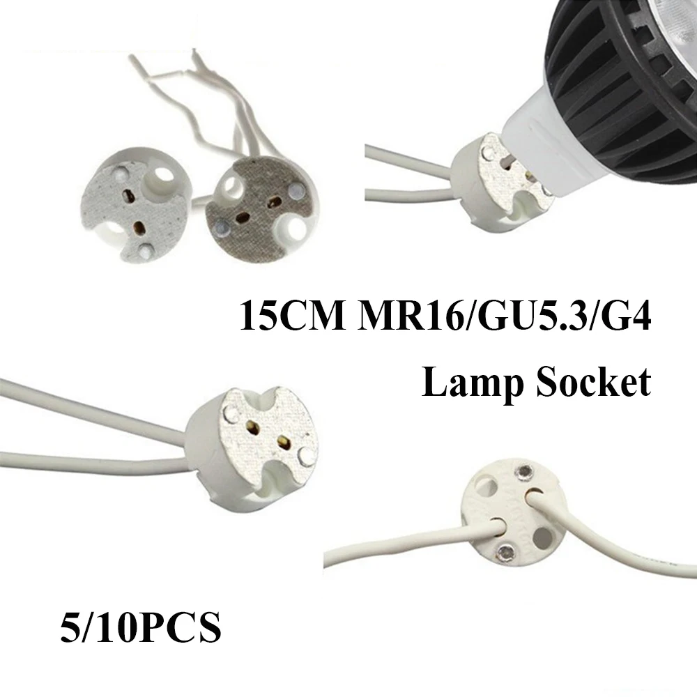 

5/10pcs MR16 Ceramic MR11 Lamp Halogen GU5.3 G4 Base Holder Socket Wire Connector Downlight LED Bulbs