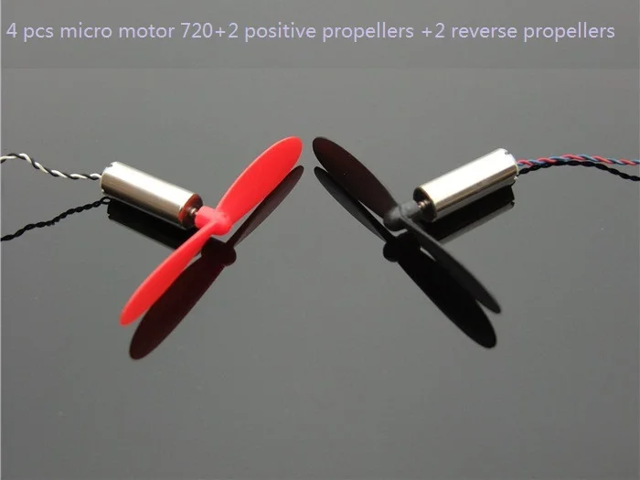 

4pcs Micro 720 Coreless motor for DIY Helicopter 3.7VDC 45000RPM 7*20MM+2 positive propellers +2 reverse propellers 55mm
