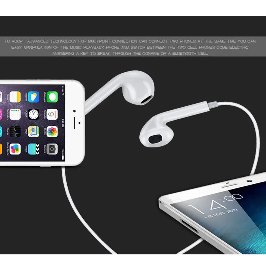 Беспроводная Bluetooth 4 1 Гарнитура Спортивная музыка черный белый наушники