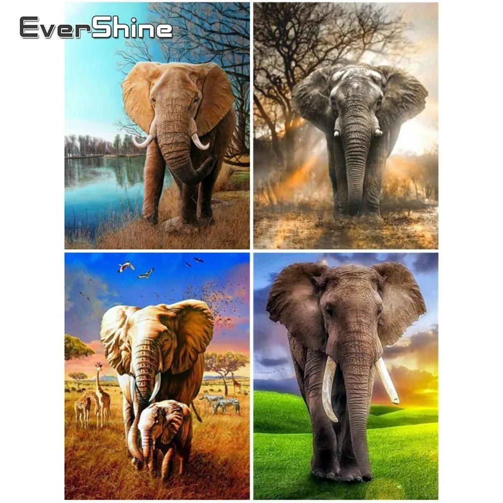 

EverShine 5D DIY Diamond Painting Elephant Full Round/square Diamond Embroidery Animals Picture Of Rhinestones Diamond Mosaic