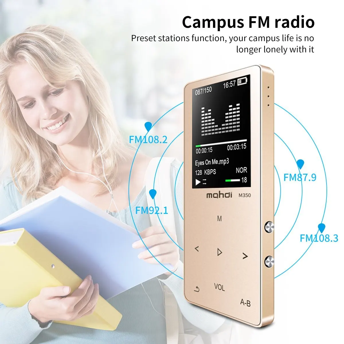 

New Metal Bluetooth Sport MP3 Player Portable Audio 8GB with Built-in Speaker FM Radio APE Flac Music Player