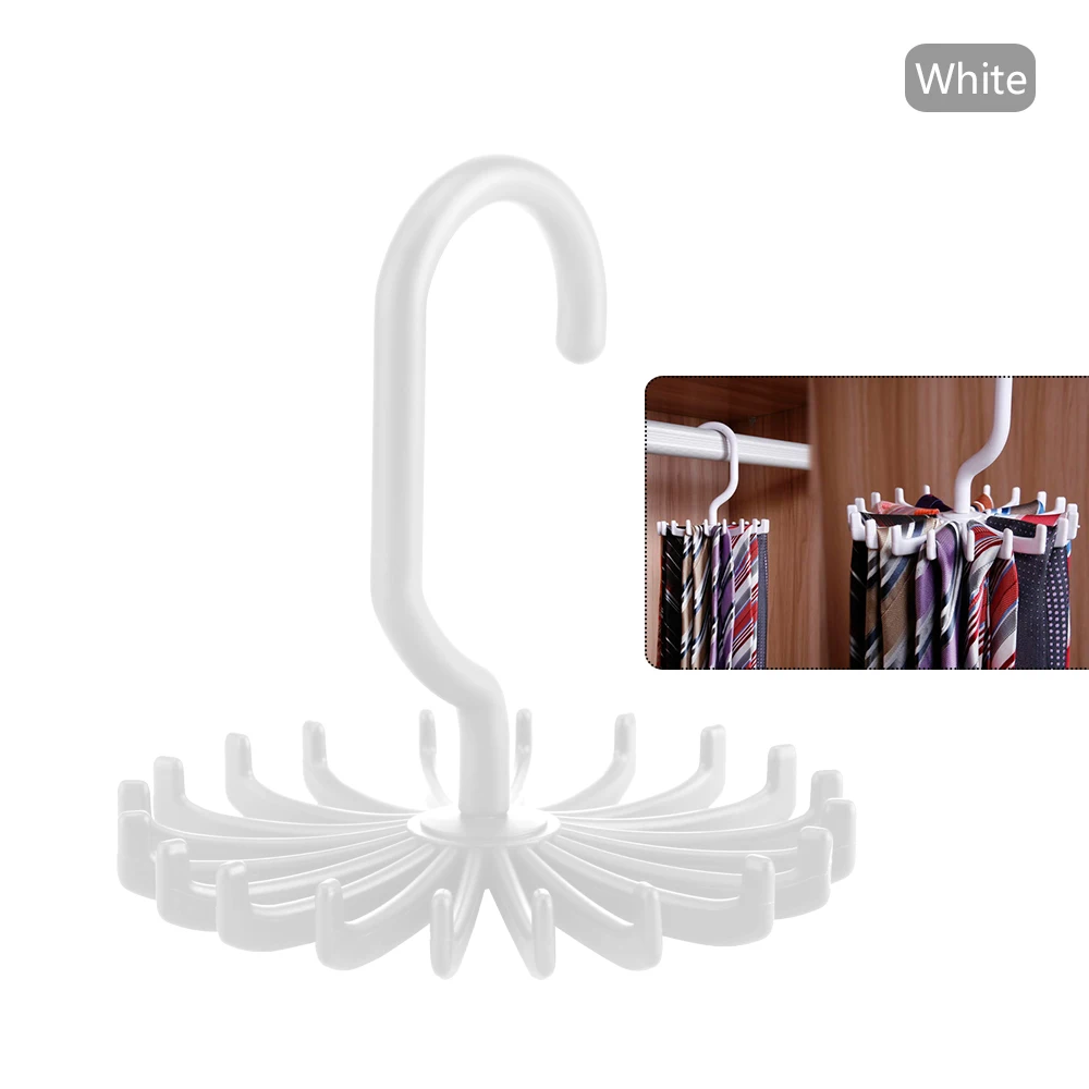 

Adjustable Rotating 20 Hook Neck Scarf Ties Organizer with Hook Tie Rack Hanger Holder Storage Holder for Cabinet Home 2 Colors