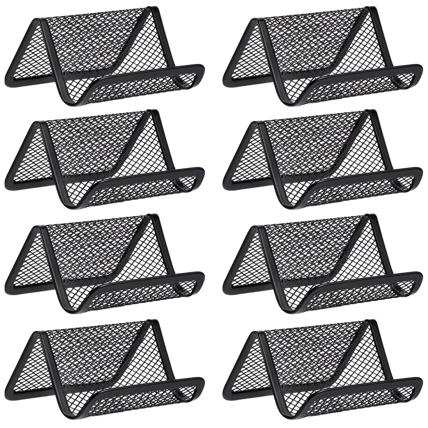 

8 Pack Black Metal Mesh Business Card Holder Desk Business Card Organizer for Desk Office Name Card