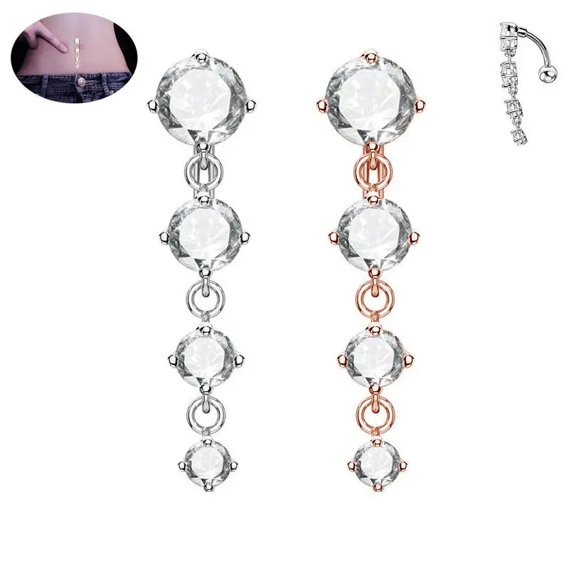 

New Fashion Sexy Piercing Navel Nail Body Jewelry Flower Pendant Crystal Belly Button Rings Jewelry
