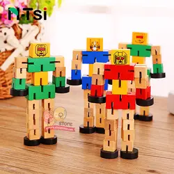 N-Tsi Деревянный робот Transfigure трансформер фигурка головоломка автомобиль мальчики креативные развивающие забавные игрушки для детей