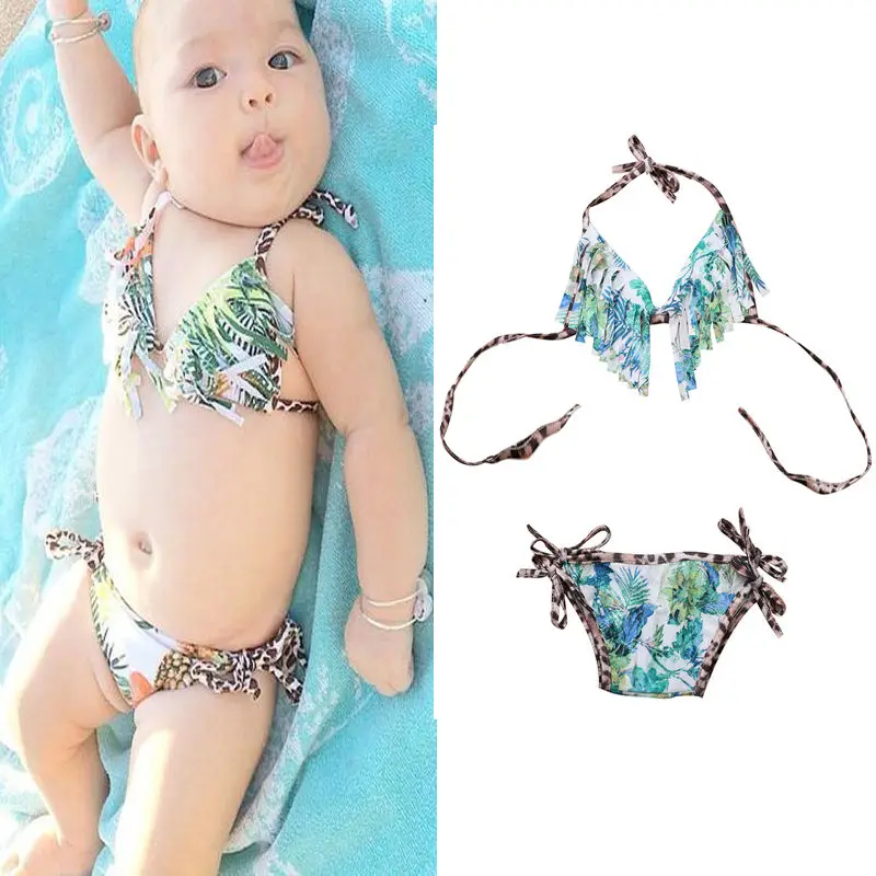 Комплект бикини из 2 предметов для новорожденных девочек, купальный костюм, пляжная одежда с кисточками для малышей