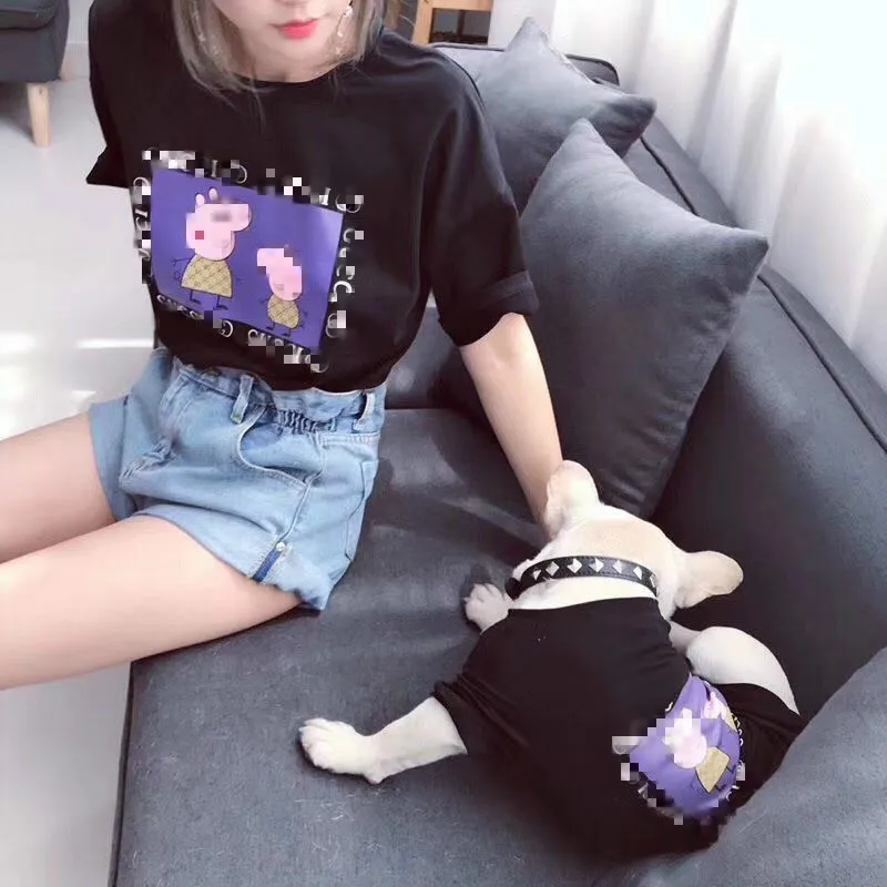 

Pet Clothes Dog Parent-child Costume Piggy Pattern Cartoon For Puppy French Bulldog Family Matching Clothes Brand Drop Shipping