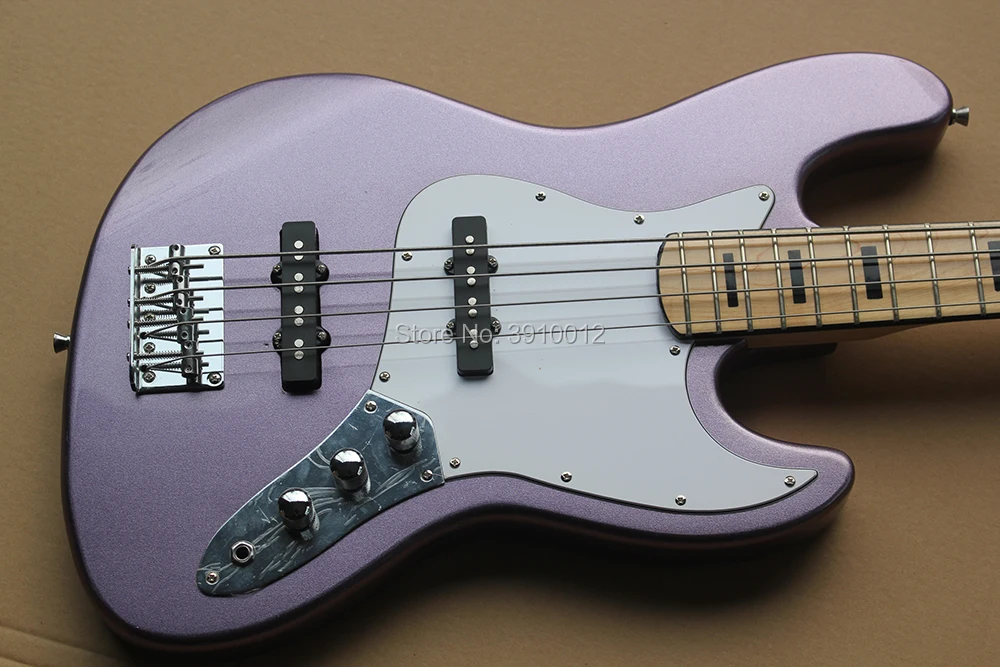 Factory custom Light Purple Electric Bass Guitar with White Pickguard,4 Strings,Maple Fingerboard,offer customized