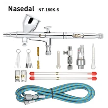 Nasedal 9cc Двойное действие Аэрограф пистолет краска пистолет для ногтей воздушная Кисть для макияжа 0,2 мм/0,3 мм/0,5 мм Насадка игла инструмент для очистки шланга