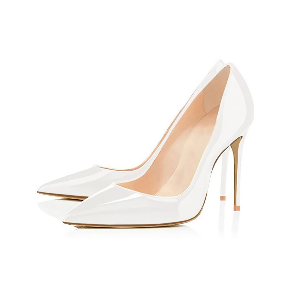 GENSHUO Brand Shoes Woman High Heels Ladies Shoes 10CM Heels Pumps Women Shoes High Heels Sexy White Wedding Shoes Sexy Stiletto