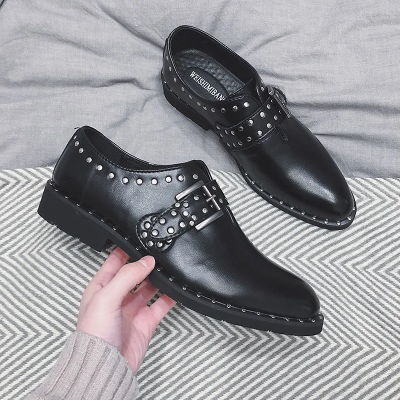 

2019 Spring Casual Oxford Shoes For men Vintage Rivet Janpan style Harajuku Goth Shoes Platform Round Toe Brogue Shoes