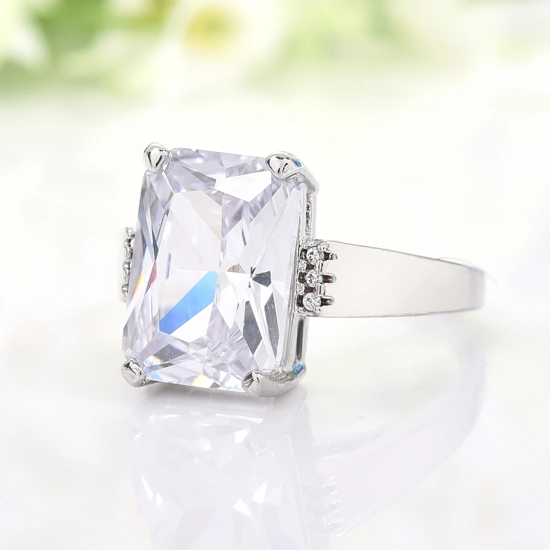 

Blue Pink Purple Champagne Color Zircon Stone Silver Rings for Women Fashion Wedding Engagement Jewelry 2019