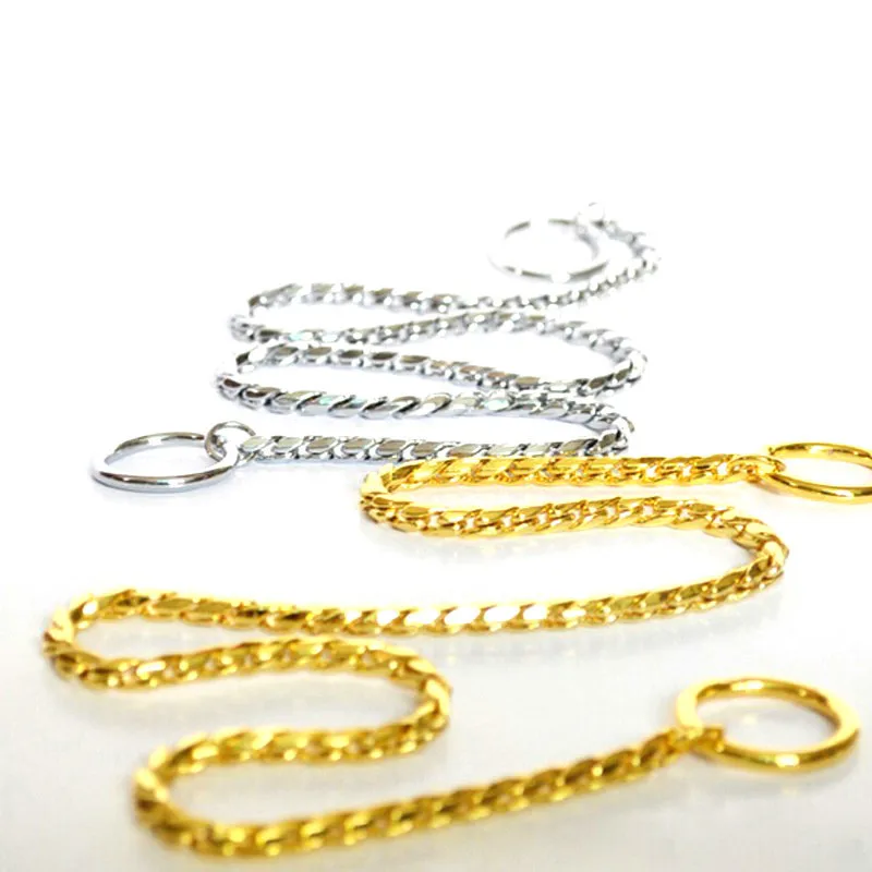 1pc Pet Dog Training Collar Metal Leash Leads Golden Silver Choke Chain Snake Slip Material Copper |