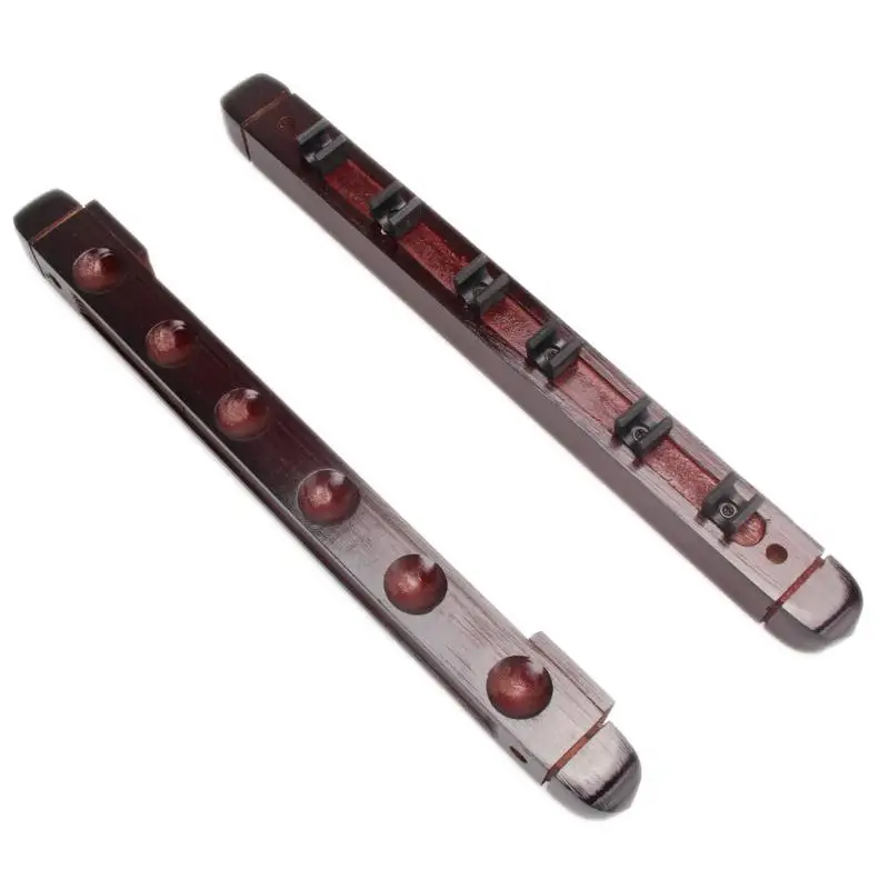 

New 2pc Professional Sticks Wood Rack Holder for Snooker Billiard Pool Wall Mount Hanging 6 Cue Cue Space Saving Holder Wine Red
