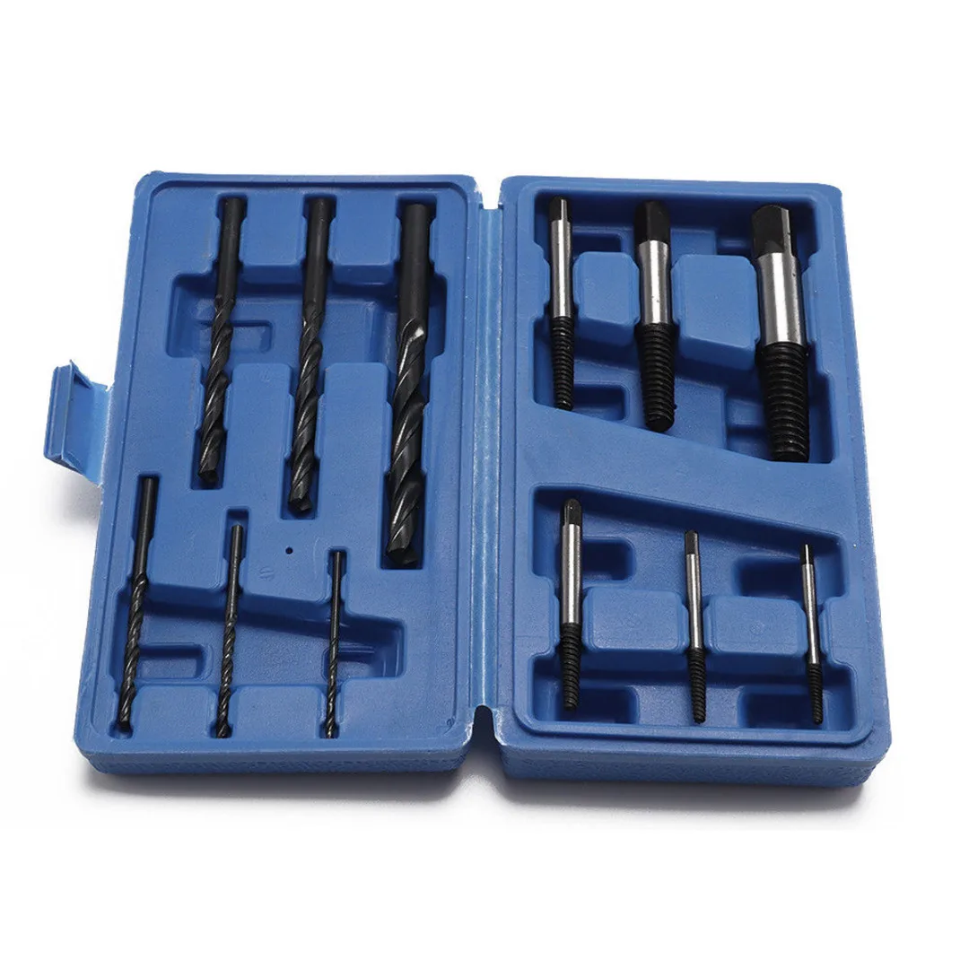 

12Pcs/set Easy Out Stud Puller Bolt Remover Set HSS Broken Damaged Screw Extractor Spiral Drill Bit Set